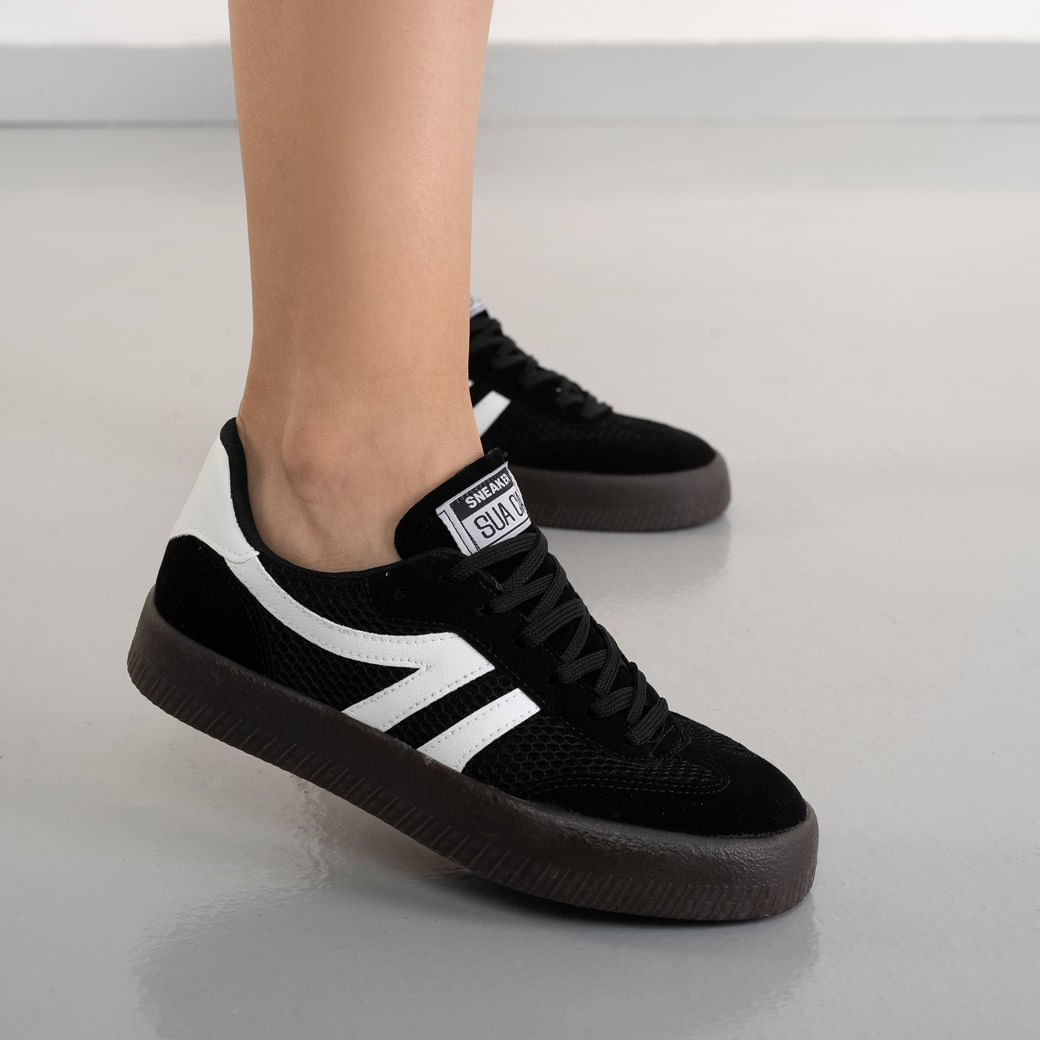 Sua Cia Tenis Casual 8361.16061 PretoPretoBranco Tela MeshCamurcaNapa -4-.jpg